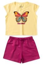 Conjunto Cropped Infantil Feminino Beauty Amarelo Claro