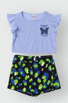 Conjunto Cropped Infantil Menina Borboleta Azul - Minore Conjunto Cropped Infantil Menina Borboleta Azul - Minore