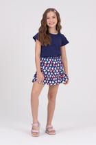 Conjunto Cropped Infantil Saia Rodada Marinho Conjunto Cropped Infantil Saia Rodada Marinho