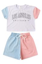 Conjunto Cropped Infantil Verão Los Angeles -Branco