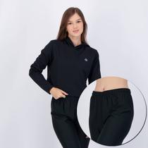 Conjunto Cropped Manga Longa e Calça Area Preta Conjunto Cropped Manga Longa e Calça Area Preta