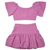 Conjunto Cropped Saia Balonê Infantil Juvenil