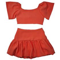 Conjunto Cropped Saia Balonê Infantil Juvenil