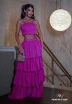 Conjunto Cropped + Saia longa Pink Tam M Conjunto Cropped + Saia longa Pink Tam M