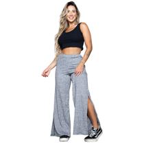 Conjunto Cropped WLS Modas Canelado e Calça Pantalona Com Fenda Canelada Conjunto Cropped WLS Modas Canelado e Calça Pantalona Com Fenda Canelada