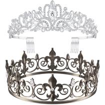 Conjunto Crown MTLEE King Crown Metal Crystal Tiara para casamento Conjunto Crown MTLEE King Crown Metal Crystal Tiara para casamento
