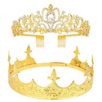 Conjunto Crown VELSCRUN para homens e mulheres, tiaras King Queen, 2 peças