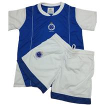 Conjunto Cruzeiro Infantil Camiseta e Short Futebol Mania Gola Branca REF 253H ou 031H