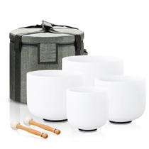 Conjunto Crystal Singing Bowl Lycrystal, 4 peças com bolsa de transporte Conjunto Crystal Singing Bowl Lycrystal, 4 peças com bolsa de transporte