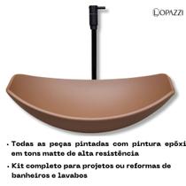 Conjunto cuba chanfrada matte com torneira preto fosco gourmet e válvula click p/ banheiros e lavabos - linha matte luxo