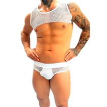 Conjunto Cueca e Cropped Arrastão SD Clothing Branco