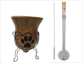 Conjunto Cuia Pata de cachorro e Bomba inox ouro RS