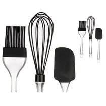 Conjunto Culinário 3 Peças Utensilio Silicone Cabo Acrílico