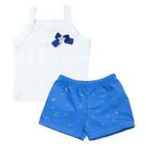 Conjunto curto 2 peças branco aplique star para bebê