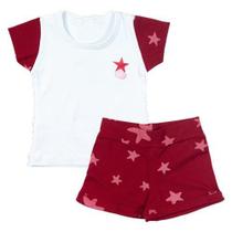 Conjunto curto 2 peças branco estampa star para bebê