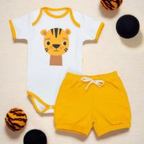 Conjunto Curto Baby Tigre Amarelo Conforto Para Meninos