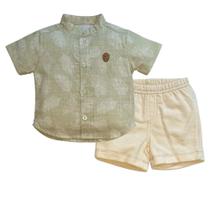 Conjunto Curto Bebê Menino Folhagem Verde