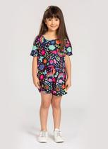 Conjunto Curto Cropped e Shorts Coração Colorido