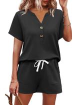 Conjunto curto de 2 peças AKEWEI com decote em V e shorts