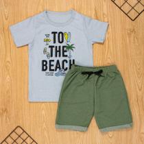 Conjunto curto infantil 2 ao 10 algodão beach cinza Conjunto curto infantil 2 ao 10 algodão beach cinza