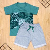 Conjunto curto infantil 2 ao 10 algodão califórnia verde Conjunto curto infantil 2 ao 10 algodão califórnia verde