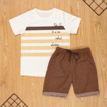 Conjunto curto infantil 2 ao 10 algodão let's go radical creme Conjunto curto infantil 2 ao 10 algodão let's go radical creme