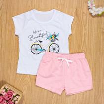 Conjunto curto infantil 2 ao 10 em algodão bike branco Conjunto curto infantil 2 ao 10 em algodão bike branco
