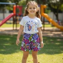 Conjunto Curto Infantil Menina Blusa e Shorts-Kely & Kety