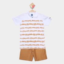Conjunto Curto Infantil Romitex Camisa Polo + Bermuda Moletinho Menino