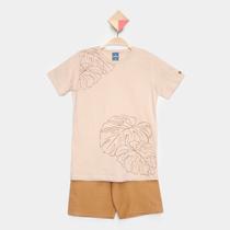 Conjunto Curto Infantil Romitex Folhagem Camiseta + Short Moletinho Menino