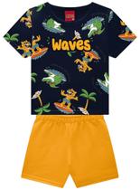 Conjunto Curto Kyly 1001329 Infantil Menino Estampa Waves Algodão T. 02/03
