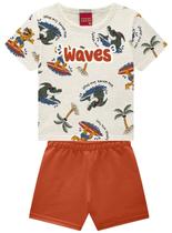 Conjunto Curto Kyly 1001329 Infantil Menino Estampa Waves Algodão T. 02/03