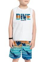 Conjunto Curto Kyly1001342 Infantil Menino Estampa Dive Meia Malha T. 04/08