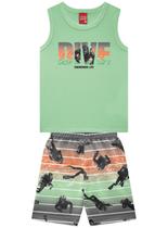 Conjunto Curto Kyly1001342 Infantil Menino Estampa Dive Meia Malha T. 04/08