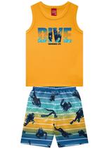 Conjunto Curto Kyly1001342 Infantil Menino Estampa Dive Meia Malha T. 04/08