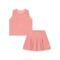 Conjunto Curto Lilica Ripilica Saia e Regata Tecido Rosa