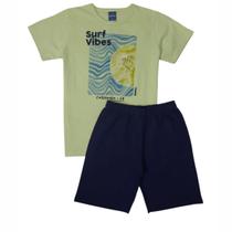 Conjunto Curto Menino Camiseta e Bermuda Surf Vibes -Rei Rex