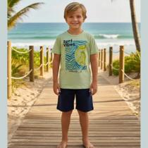 Conjunto Curto Menino Camiseta e Bermuda Surf Vibes -Rei Rex
