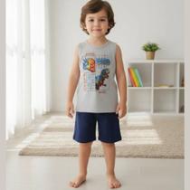 Conjunto Curto Menino Regata e Bermuda -Rei Rex Conjunto Curto Menino Regata e Bermuda -Rei Rex