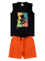 Conjunto Curto Menino Regata e Bermuda Urso Skatista Conjunto Curto Menino Regata e Bermuda Urso Skatista