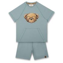 Conjunto curto moletom elastano teddy rosto óculos malibu dame
