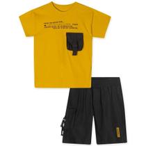 Conjunto Curto Tigor T Tigre Blusa e Bermuda Bolso Amarelo Conjunto Curto Tigor T Tigre Blusa e Bermuda Bolso Amarelo