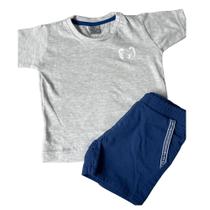 Conjunto Curto Tigor T Tigre Blusa e Bermuda Cinza e Azul