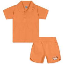 Conjunto Curto Tigor T Tigre Camiseta Polo e Bermuda Laranja