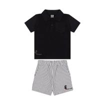 Conjunto Curto Tigor T Tigre Camiseta Polo e Bermuda Listras