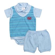 Conjunto curto turquesa 3 peças para bebê