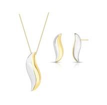 Conjunto Curvo Liso em Dois Tons de Banho - Semijoias Conjunto Curvo Liso em Dois Tons de Banho - Semijoias