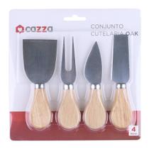 Conjunto Cutelaria para Queijo 4 Peças Oak Cazza Conjunto Cutelaria para Queijo 4 Peças Oak Cazza