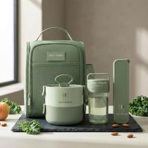 Conjunto da Linha Joy com Bolsa térmica Porta talher Pote de Marmita 2 Andares e Garrafa 430ml