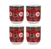 Conjunto de 04 canecas oriental para chá de porcelana 150ml - Multiart